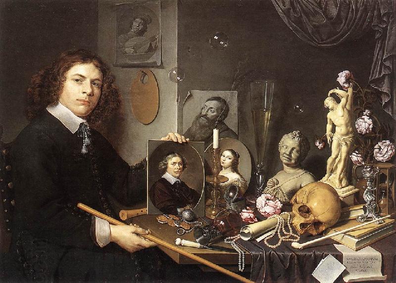 BAILLY, David Self-Portrait with Vanitas Symbols dddw oil painting picture
